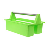 Green Plastic Cleaning Supplies Basket with Handle and Two Compartments for Easy Organization V1369-AZ3-W-20625