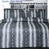 Big Sleep Snake Skin Black Quilt Cover Set Double V442-HIN-QUILTCS-SNAKESKIN-BLACK-DS