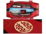 Elegant Red Tote Shoulder Bag with Chinese Vintage Embroidery Casual Everyday Use V1366-AZ2-W-19604