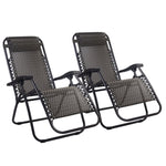 Gardeon 2PC Zero Gravity Chair Folding Outdoor Recliner Adjustable Sun Lounge Camping Grey FF-ZGC-GRX2