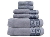 Grey Luxury Cotton Towel Set - 6-Piece Highly Absorbent Bath & Hand Towels V888-ELOSUNG23036