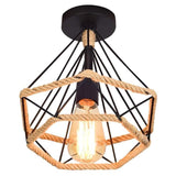 Vintage Industrial Metal Cage Ceiling Lamp with Hemp Rope, 25 cm V1188-MS-527-046
