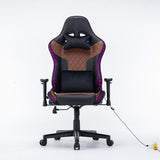 7 RGB Lights Bluetooth Speaker Gaming Chair Ergonomic Racing chair 165&deg; Reclining Gaming Seat 4D V255-GCHAIR-34-BRED