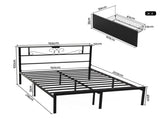 Artiss Queen Bed Frame with Charging Station & Storage Drawers Metal MBED-D-MAX-Q-BK-AB