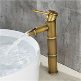 High Bamboo Faucet, Waterfall Basin Mixer Tap, Single Hole Hot and Cold Water Available, Bronze V1237-ZY-715-066