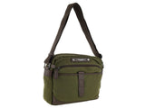 POLICE Wings Mens Canvas Crossbody Bag in Dark Olive V563-POL-36-DKOLIVE