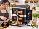 Devanti 12L Air Fryer Dual Basket Stacked 10 Inch Pizza Maker 2800W Touch Black AF-K-H-22L-BK