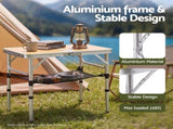 Weisshorn Folding Camping Table Adjustable Aluminium 60 x 40 cm Wood Grain XFEL-CAMP-AL-WD
