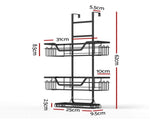 Artiss 2X 3 Tier Over The Door Shower Caddy Hanging Bathroom Storage Organizer BSR-B-3T-62H-BKX2
