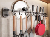 Kitchen Rail with Hooks, Pan and Pot Hangers for Kitchen Wall Mount, Kitchen Hook Rack, No Hole V1189-WXFWAL-20260319-00574