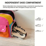 Color-Block Stitching Large Travel Duffel Bag Multi-Functional Hand Luggage for Casual V1232-ZSBB-001