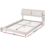 Artiss Double Bed Frame RGB LED Floating Beds Adjustable Headboard Beige White BFRAME-F-DAYLIGHT-D-WH-AB