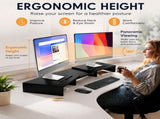 CARLA HOME Dual Monitor Stand Riser, Adjustable Length and Angle, Black LSB-36578