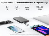 Aukey Spark Sling 20000 Compact Fast Charging Power Bank with Built-in USB-C Cable V1089-LLTSN1054705
