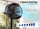 Devanti Pedestal Fan with Remote, 7 Speeds 3 Heights DC Motor, Black PF-RC-361Y-BK