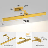 Wall Picture Light, 24in-Powered Gallery Light for Artwork, CCT Dimmable Rechargeable V1171-CB-TR-GPL-1-USB-RM-60CM