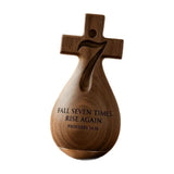 Wood Tumbler Figurine, Engraved Bible Verse Decor, Weighted Gold Base, Inspirational Desk Decor, for V1369-AZ3-W-12236