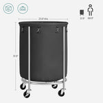 SONGMICS Laundry Basket with Wheels with Steel Frame and Removable Bag Black V227-8498101001330