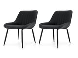 Artiss 2x Dining Chairs Retro PU Leather Kitchen Lounge Cafe Accent Chair Black DINC-K-2602-BKX2