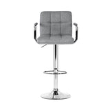 Artiss 2x Bar Stools Fabric Gas Lift w/Armrest Grey BA-K-1055A-FABRIC-GYX2