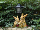 Solar Simulation Rabbit Ornament, charges by day and lights up automatically at night, three rabbits V1232-HWTZD-001