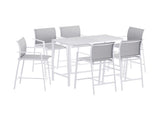 Gardeon 7PCS Outdoor Bar Set Stools Dining Chairs Table Patio Steel Bistro Set White ODF-BARSET-WH-7STEX-ABC