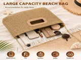 Woven Straw Clutch Bag with Fabric Lining Straw Clutch Purse with Detachable Chain for Beach V1366-AZ2-W-15025