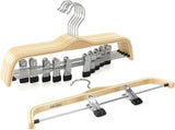 TOPIA HANGER Wooden Pants Hangers,Slim Natural Wood Skirt Hangers with Anti-Rust Hook and Adjustable V1258-DP02-F-233