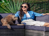 LONDON RATTAN 6 Seater Modular Outdoor Lounge Setting with Ottoman, Grey V219-OTDOLSLR6SGY1