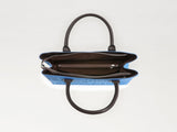 Color-contrast leather shoulder bag 3D woven pattern small tote, one bag for commuting and V1102-HEBB-001