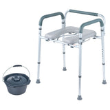 Commode Chair, Bedside Commode with Padded Seat and Arms, 7-Level Adjustable Height, 5.8L Removable V952-WLLGS350BLRZ8J6E0V0