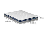 DreamZ Spring Mattress Pillow Top All Sizes 32CM MS1022-D-WH