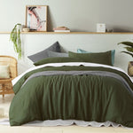 100% Linen Olive Quilt Cover Set King V442-HIN-QUILTCS-LINEN-OLIVE-KI