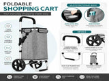 CARLA HOME Foldable Shopping Trolley, Aluminium Cart, 45L, Waterproof, Grey V178-36574