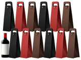 12PCS PU Leather Wine Present Bags, Reusable Single Bottle Wine Tote Carrier with Handle and Button V1192-AZ-W-18410