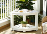 Gardeon Outdoor Coffee Side Table HDPE Desk Corner Shower Stool Bench Seat with Storage Shelf White FF-BEACH-DESK-HECOR-WH