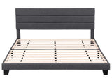 Artiss King Bed Frame Upholstered Platform Base with Geometric Headboard Charcoal Grey Linen Wood BFRAME-H-HUSH-K-CA-ABC