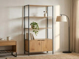 CARLA HOME Bookcase with Cabinet - 3 - Tier Display Shelf - Brown - Storage Cabinet V178-36469