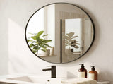 Yezi 60cm Wall Vanity Mirror Round Decorative Bathroom HD Glass Anti-explosion DECO1043-BK-60X60-AU