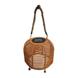 Solar Powered Rattan Lantern IP54 Waterproof Outdoor Table Lamp, Natural Woven Shade Warm Glow V1369-AZ3-W-12002