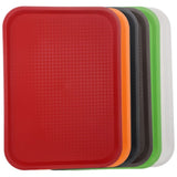 6PCS Large Plastic Serving Trays, 16.1" x 12.2" x 0.8" Rectangular Fast Food Serving Tray with V1369-AZ3-W-08827