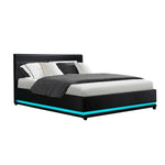 Artiss Bed Frame Double Size LED Gas Lift Black LUMI BFRAME-E-LUMI-D-BK-ABC