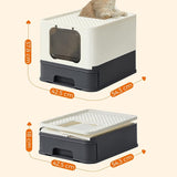 Feandrea Cat Litter Tray with Lid and Door Beige and Black PPT001W01 V227-3309641002990