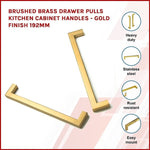 15 x Brushed Brass Drawer Pulls Kitchen Cabinet Handles - Gold Finish 192mm V63-835821