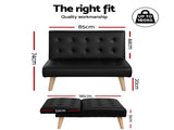 Artiss Sofa Bed Couch 1 Seater Lounge Fabric Black SBED-E-SOLO86-PU-BK