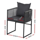 Gardeon 2PC Outdoor Dining Chairs Woven Rope Chair Patio Furniture Garden Steel ODF-ROPE-ST-BK-2X