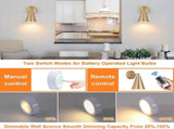 Modern Gold Battery Operated Wall Sconces Set of 2, Remote Dimming, Dual Color, Adjustable V1263-JX-5787