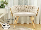 1 Artiss Dining Chair Velvet Armchair Beige UPHO-C-DIN-01-VEL-BG