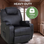 Black Massage Sofa Chair Recliner 360 Degree Swivel PU Leather Lounge 8 Point Heated V63-821971