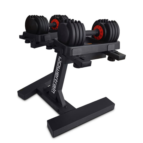 Powertrain GEN2 Pro Adjustable Dumbbell Set - 2 x 25kg Home Gym Weights with Stand DMB-TD1-AD3-2S